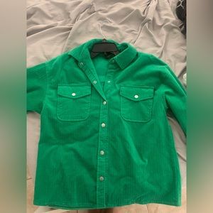 Forever 21 button up shirt jacket green